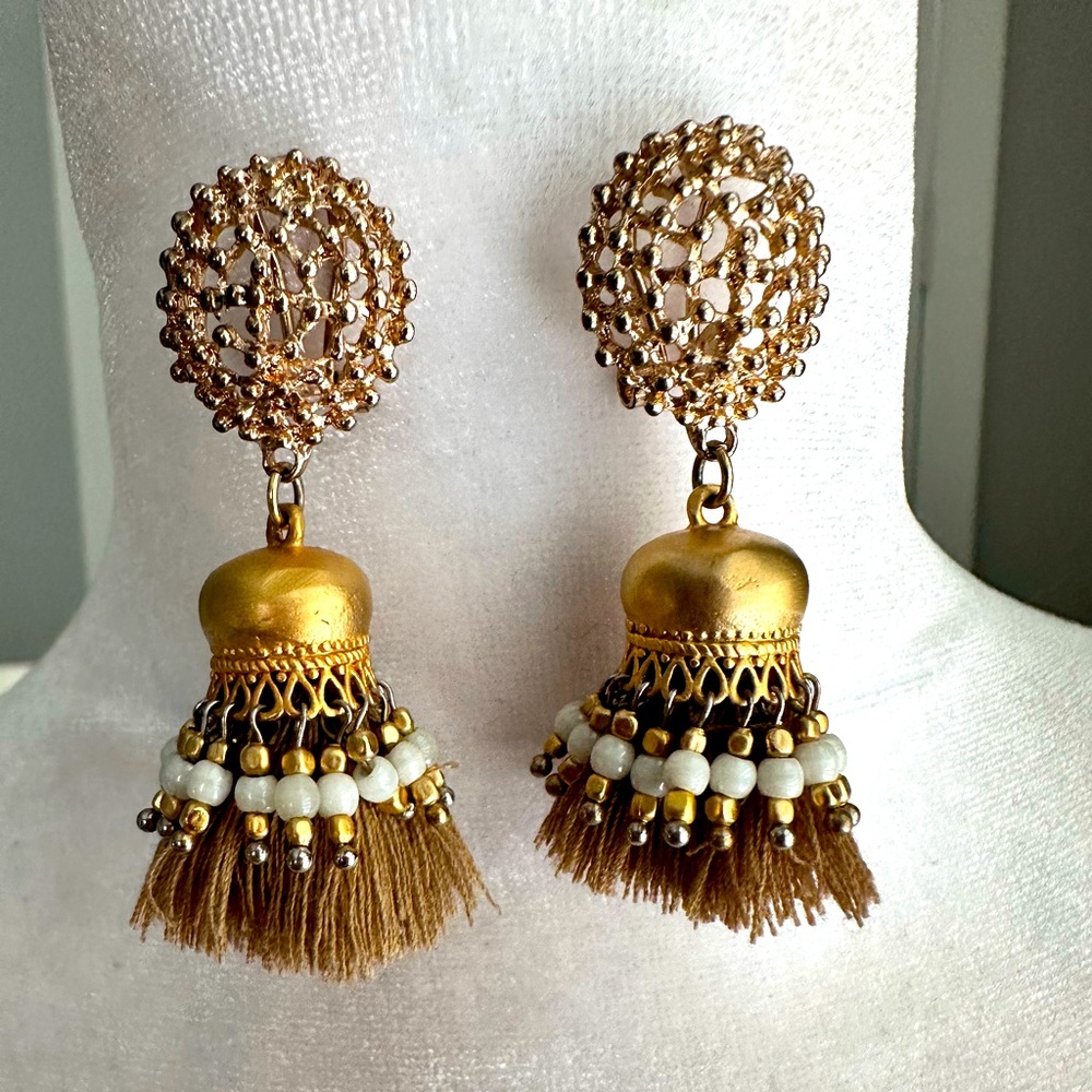 Fringe Tassel Dangel Pierced Earrings